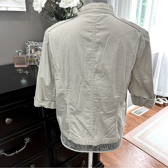 Dressbarn Military Inspired Cotton Utility Jacket Khaki Beige Size XL - Picture 9 of 16